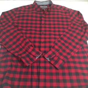 Johnston & Murphy Checked Long Sleeve Button  Shirt XXXL Mens 3XL Flannel Red